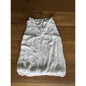 Ruffle Front Sleeveless Top Tie Neck Bubble Hem lightweight semi-sheer Sz M